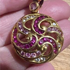 Elegant Gold and Pink Swirl Pendant